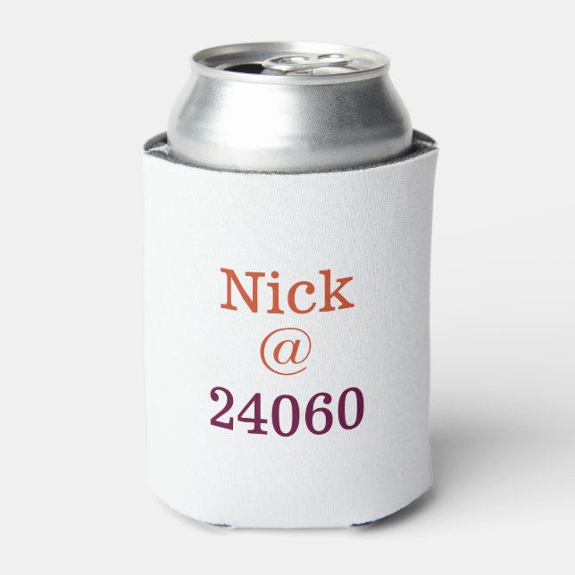 University Maroon Burnt Orange Zip Code Custom Can Cooler (Can Front)
