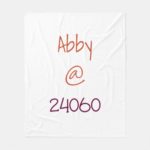 University Maroon Burnt Orange Zip Code Custom Fleece Blanket