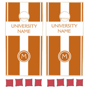 University Name Burnt Orange Monogram Cornhole Set
