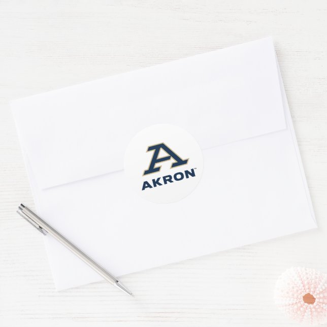 University of Akron | A Akron Classic Round Sticker (Envelope)