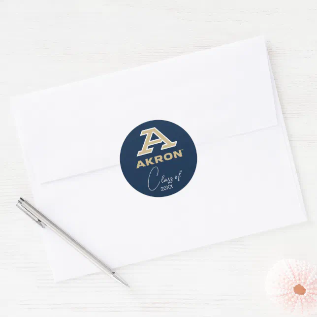 University of Akron | A Akron Classic Round Sticker | Zazzle