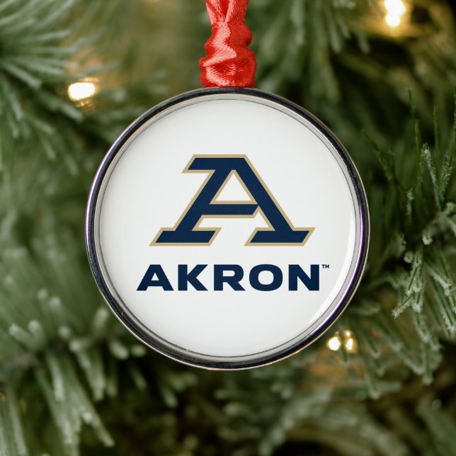 University of Akron | A Akron Metal Ornament (Tree)