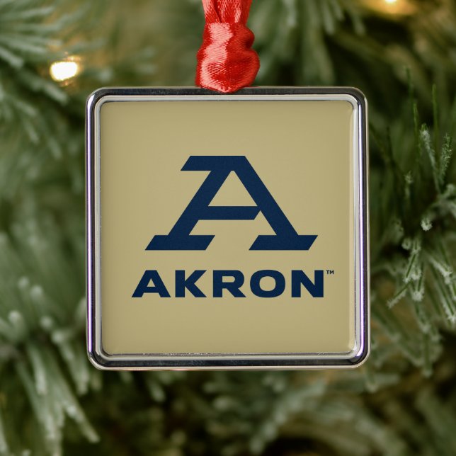 University of Akron | A Akron Metal Ornament (Tree)