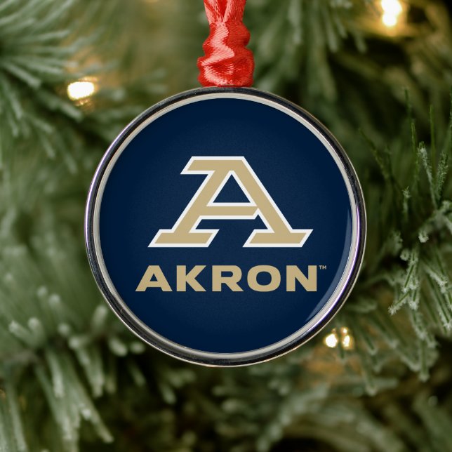 University of Akron | A Akron Metal Ornament (Tree)