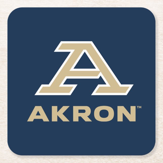 University of Akron | A Akron Square Paper Coaster (Front)