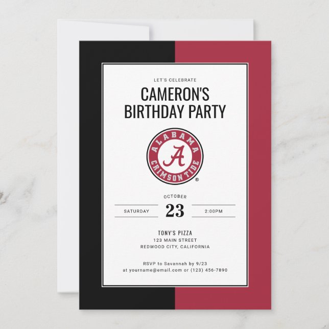 University of Alabama Birthday Party Invitation (Front)