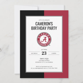 University of Alabama Birthday Party Invitation