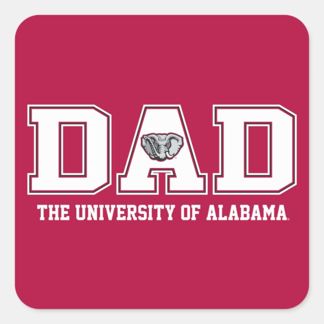 University of Alabama Dad w/ Big Al Square Sticker (Front)