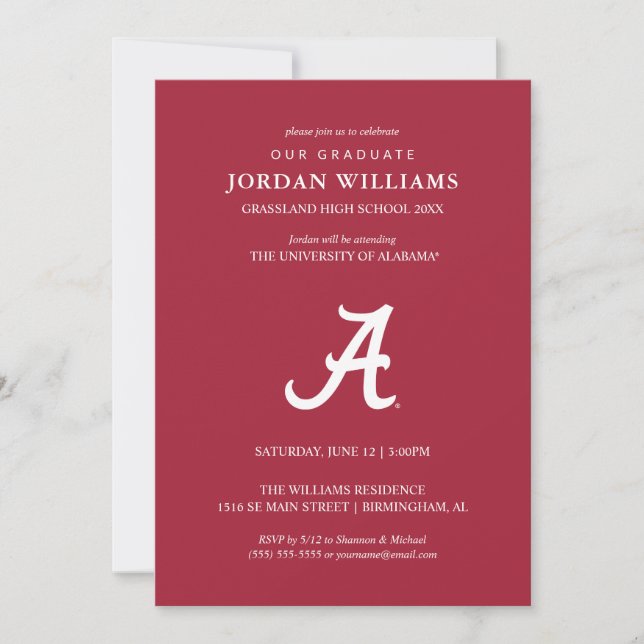 University of Alabama Graduation Announcement (Front)