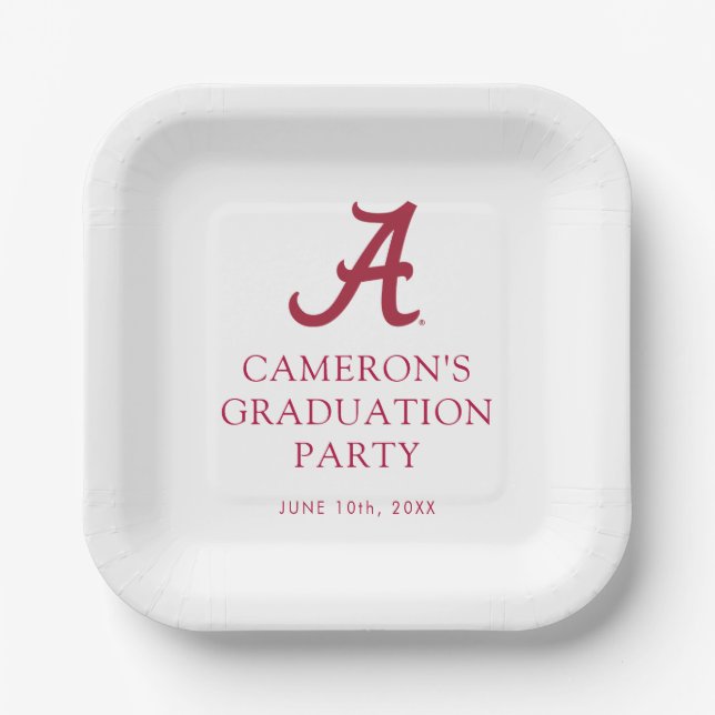 University of Alabama Graduation Paper Plates (Front)