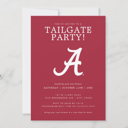 University of Alabama Tailgate Party Invitation