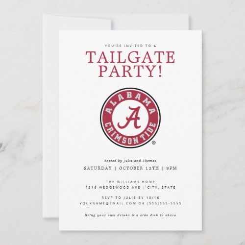 University of Alabama Tailgate Party Invitation