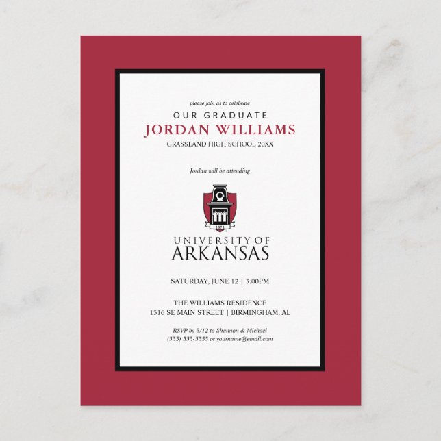 University of Arkansas Official Logo Announcement Postcard (Front)