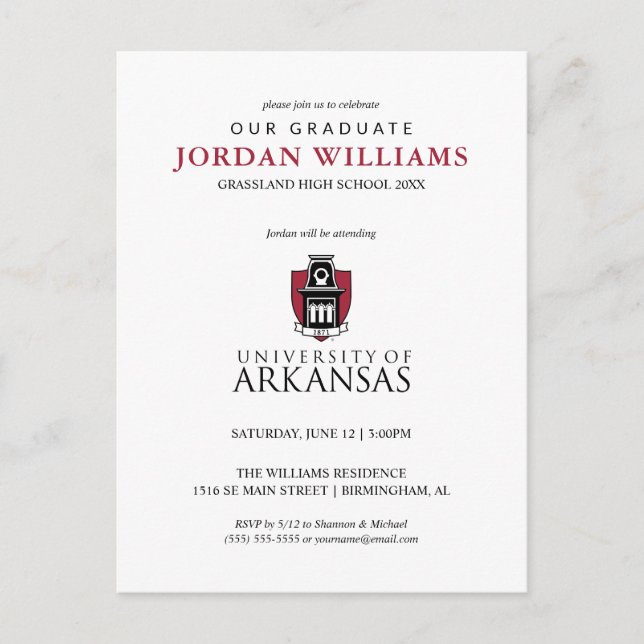 University of Arkansas Official Logo Announcement Postcard (Front)