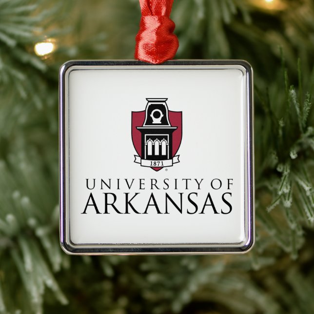 University of Arkansas Official Logo Metal Ornament (Tree)