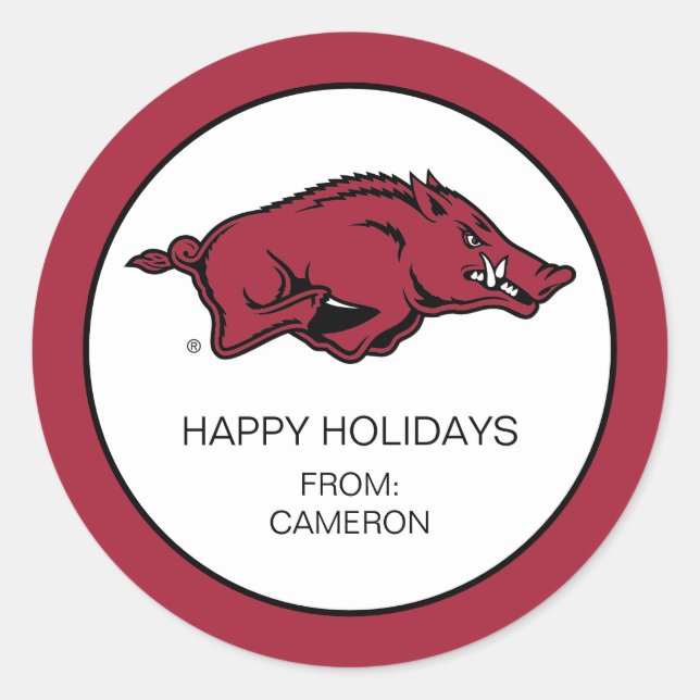 University of Arkansas Razorbacks Logo Classic Round Sticker (Front)