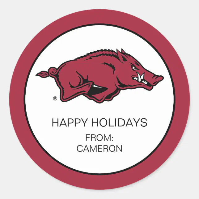 Rounded Razorback Logo University of Arkansas Razorbacks Logo Classic Round Sticker | Zazzle