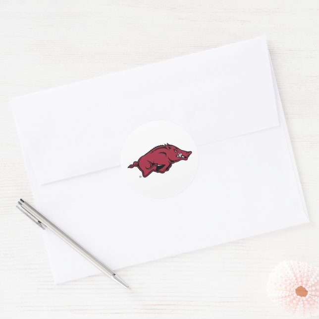 University of Arkansas Razorbacks Logo Classic Round Sticker (Envelope)