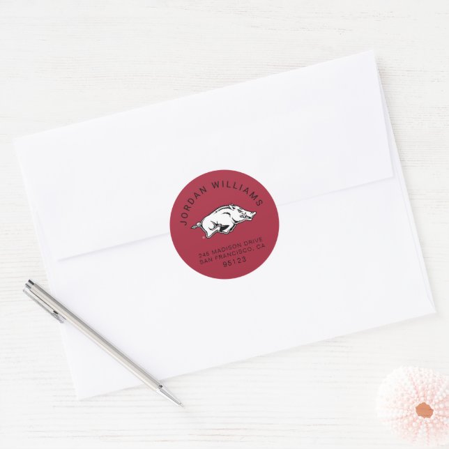 University of Arkansas Razorbacks Logo Classic Round Sticker (Envelope)