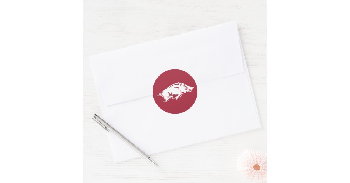 Rounded Razorback Logo University of Arkansas Razorbacks Logo Classic Round Sticker | Zazzle