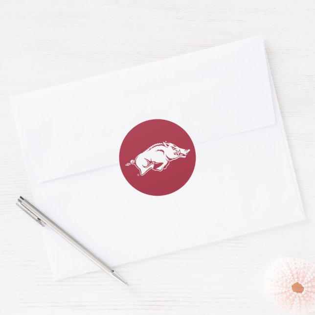 University of Arkansas Razorbacks Logo Classic Round Sticker (Envelope)