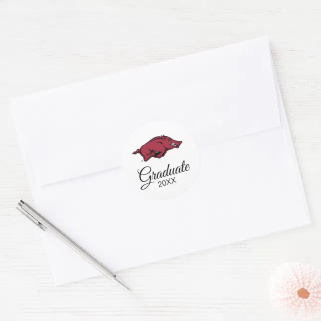 Rounded Razorback Logo University of Arkansas Razorbacks Logo Classic Round Sticker | Zazzle