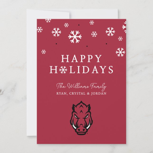 University of Arkansas Razorbacks Logo Holiday Card (Front)