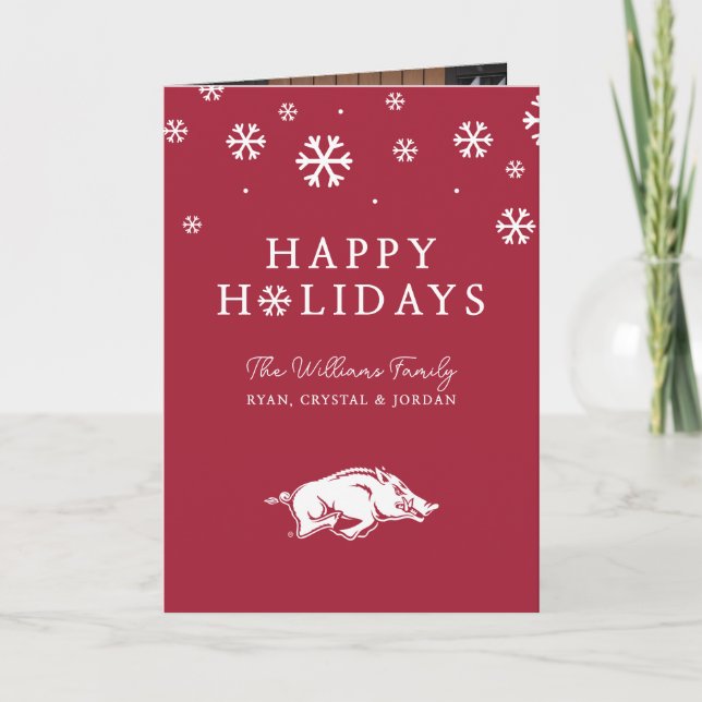 University of Arkansas Razorbacks Logo Holiday Card (Front)