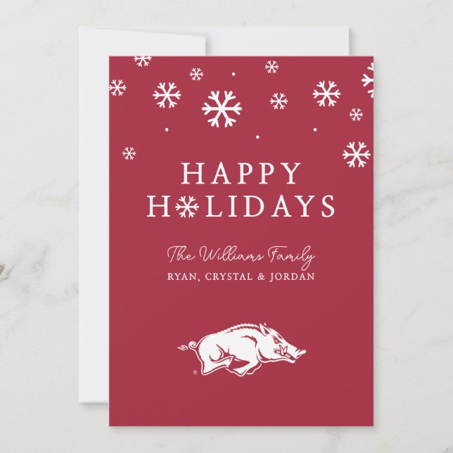 University of Arkansas Razorbacks Logo Holiday Card (Front)