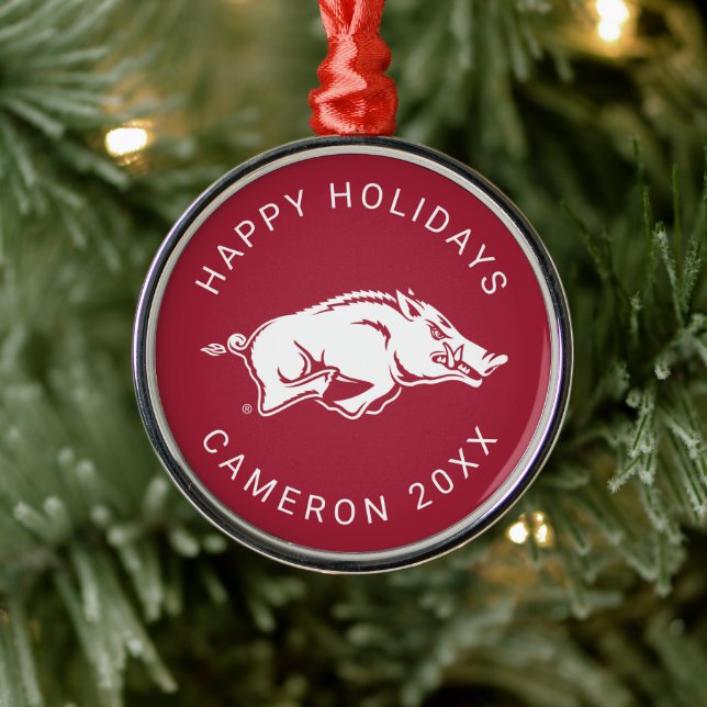 University of Arkansas Razorbacks Logo Metal Ornament (Tree)