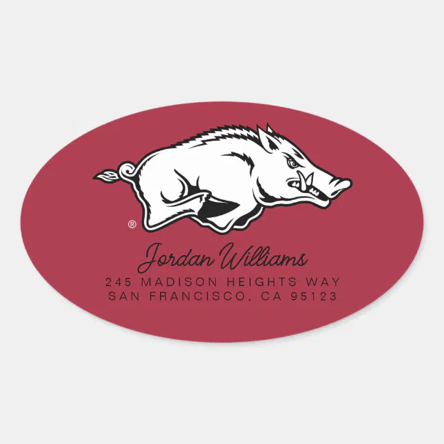 University of Arkansas Razorbacks Logo Oval Sticker | Zazzle