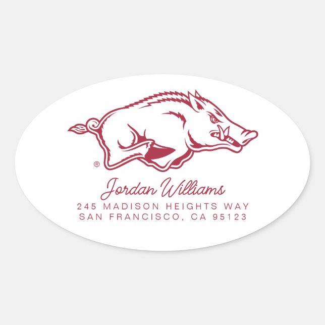 University of Arkansas Razorbacks Logo Oval Sticker (Front)