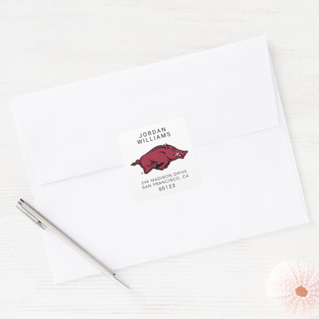 University of Arkansas Razorbacks Logo Square Sticker (Envelope)