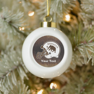 University of Beringia Football Ceramic Ball Christmas Ornament