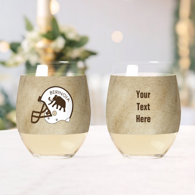 University of Beringia Mammoth Helmet Stemless Wine Glass (Insitu (Wedding))