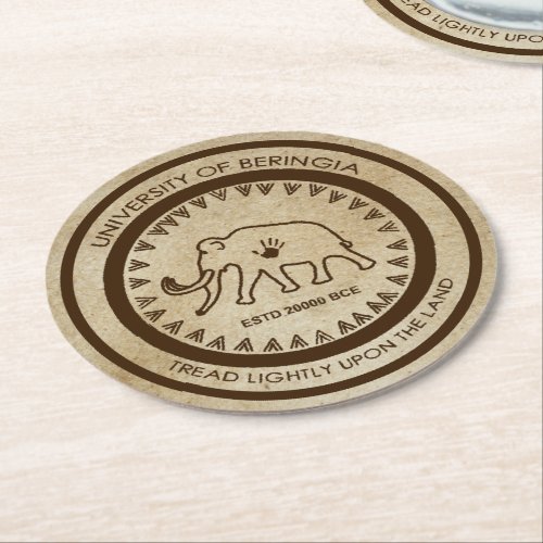 University of Beringia Mammoth Seal Round Paper Coaster