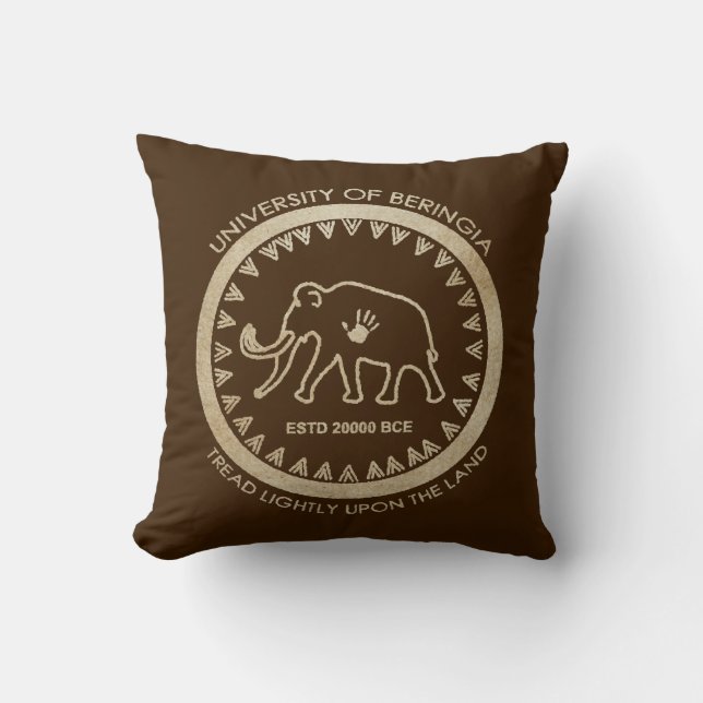 University of Beringia Mammoth Throw Pillow (Front)
