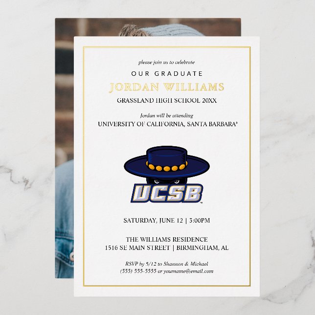 University of California Santa Barbara Graduation Foil Invitation (Front/Back)