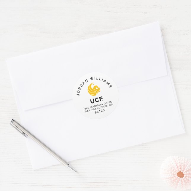 University of Central Florida UCF Pegasus Logo Classic Round Sticker (Envelope)