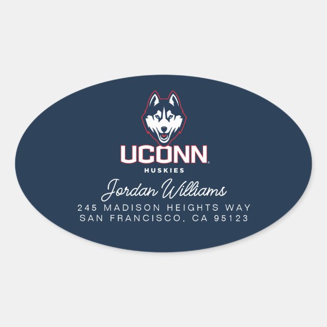 University of Connecticut Huskies Oval Sticker (Front)