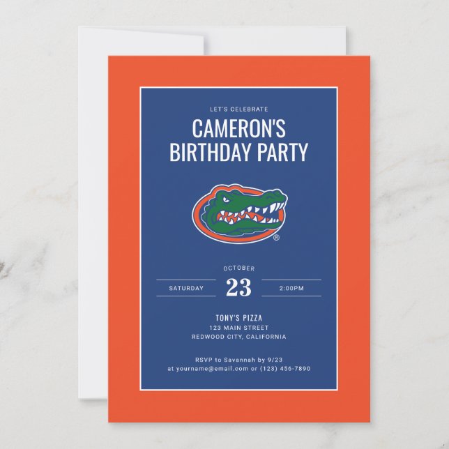 University of Florida Gators Birthday Invitation (Front)