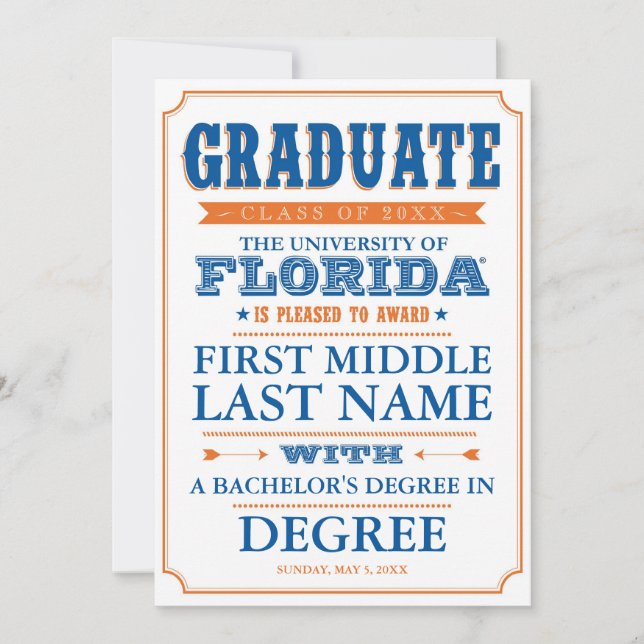 University of Florida Graduation Announcement (Front)