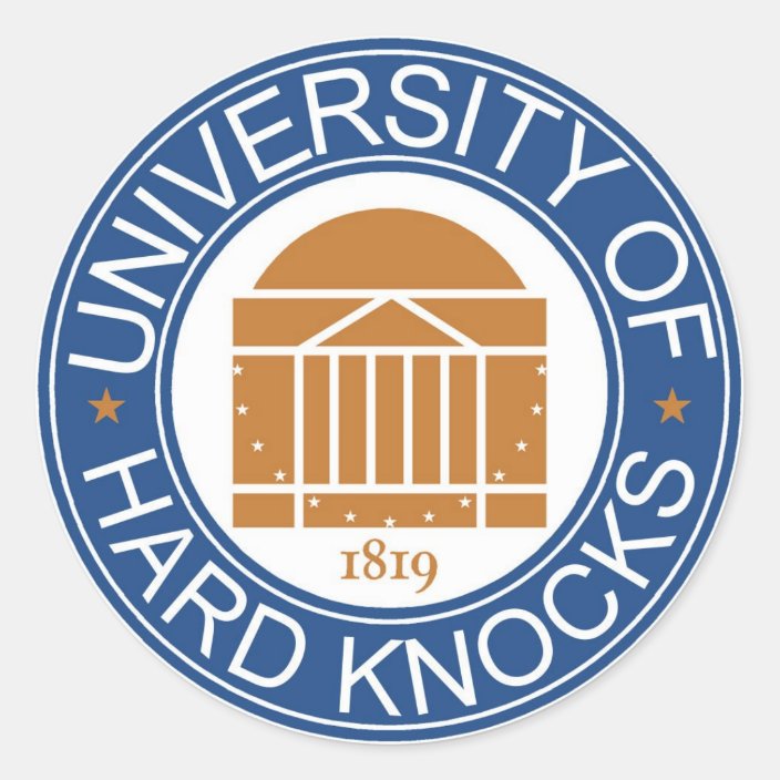 University Of Hard Knocks Classic Round Sticker Zazzle Com