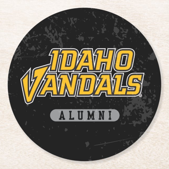 University of Idaho Alumni Distressed Round Paper Coaster (Front)