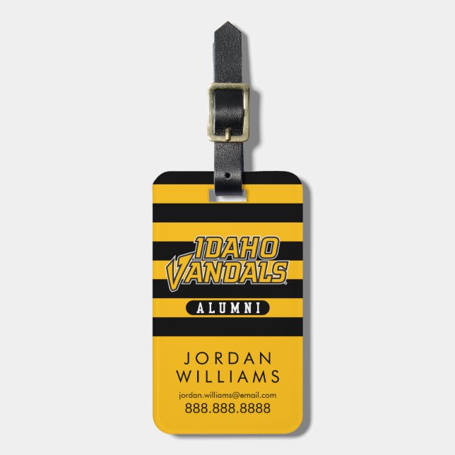 University of Idaho Alumni Stripes Luggage Tag (Front Vertical)