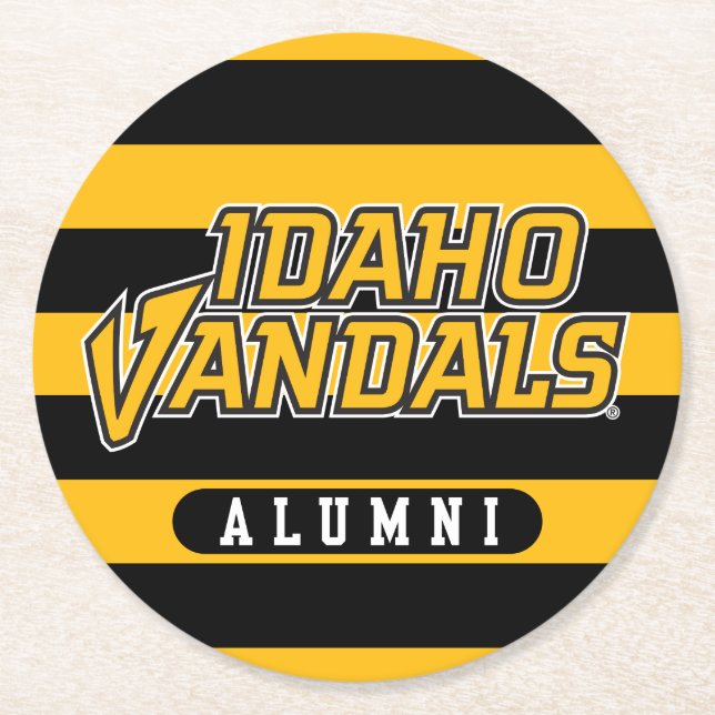 University of Idaho Alumni Stripes Round Paper Coaster (Front)