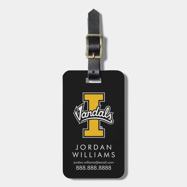 University of Idaho Carbon Fiber Pattern Luggage Tag (Front Vertical)
