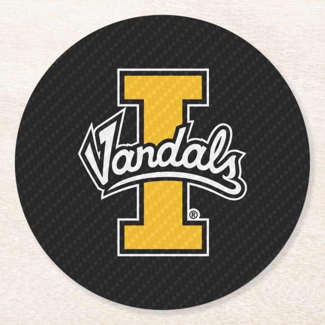 University of Idaho Carbon Fiber Pattern Round Paper Coaster (Front)