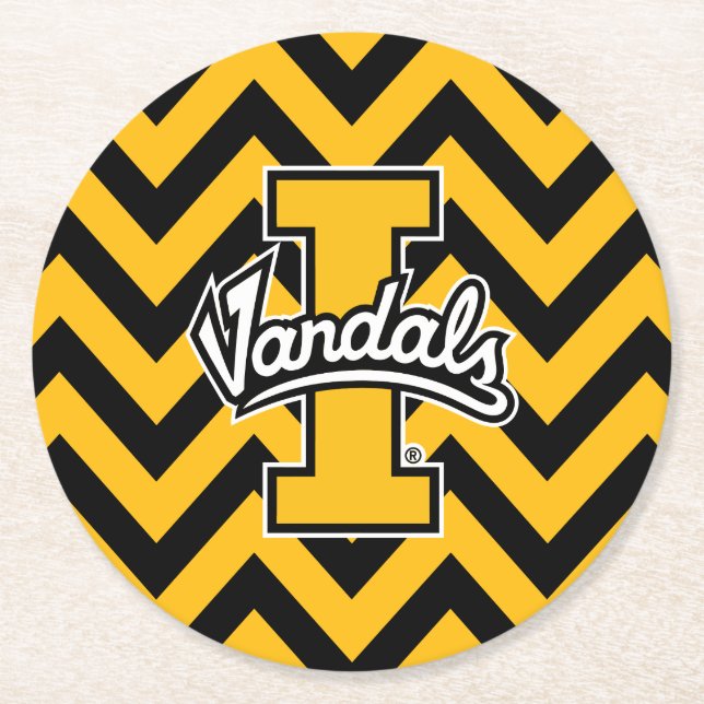 University of Idaho Chevron Pattern Round Paper Coaster (Front)