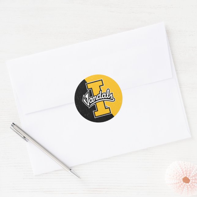 University of Idaho Color Block Distressed Classic Round Sticker (Envelope)